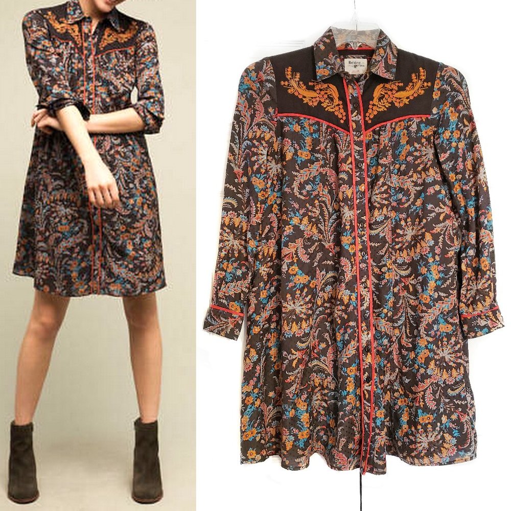 Anthropologie Holding Horses Escalante Western Shirtdress